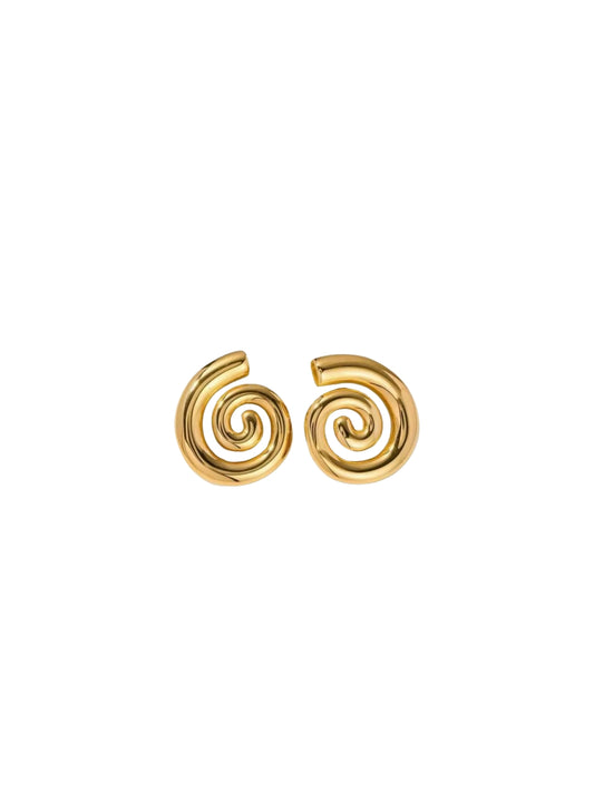 Swirl Gold Plated Statement Earrings