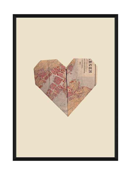 Vintage Map Heart – Travel-Inspired Wall Art